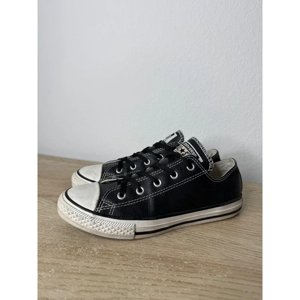 Converse Chuck Taylor All Star Low Black Leather Junior Shoes 609057C Size 3‎